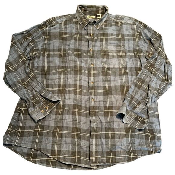 VTG LL Bean‎ OMT37 Flannel Shirt Blue Plaid Men's XL Outdoor Grunge - Picture 1 of 3